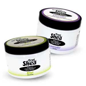 1 Lavender (8 oz)   1 Kiwi (8 oz) Whipped Shea Butter Moisturizing Beauty Bundle, Nourishing Shea Butter with Sunflower Oil & Coconut Oil for Skin & Hair