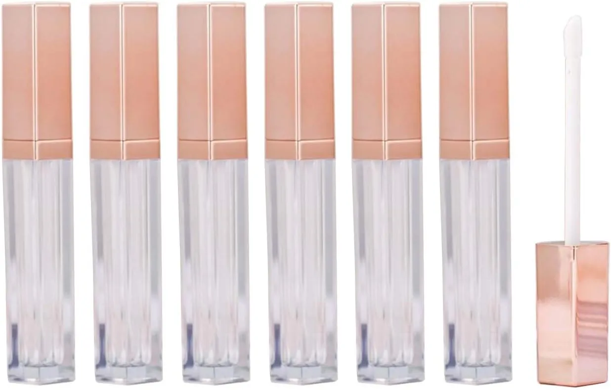 12 Pcs 5ml Rose Gold Empty Lip Gloss Tubes Refillable Lip Balm Bottle Vials Cosmetic Containers Sample Jar Pot Lip Glaze Tube with Wand DIY Travel Lipstick Tube Makeup Lip Oil Bottles