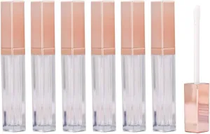 12 Pcs 5ml Rose Gold Empty Lip Gloss Tubes Refillable Lip Balm Bottle Vials Cosmetic Containers Sample Jar Pot Lip Glaze Tube with Wand DIY Travel Lipstick Tube Makeup Lip Oil Bottles