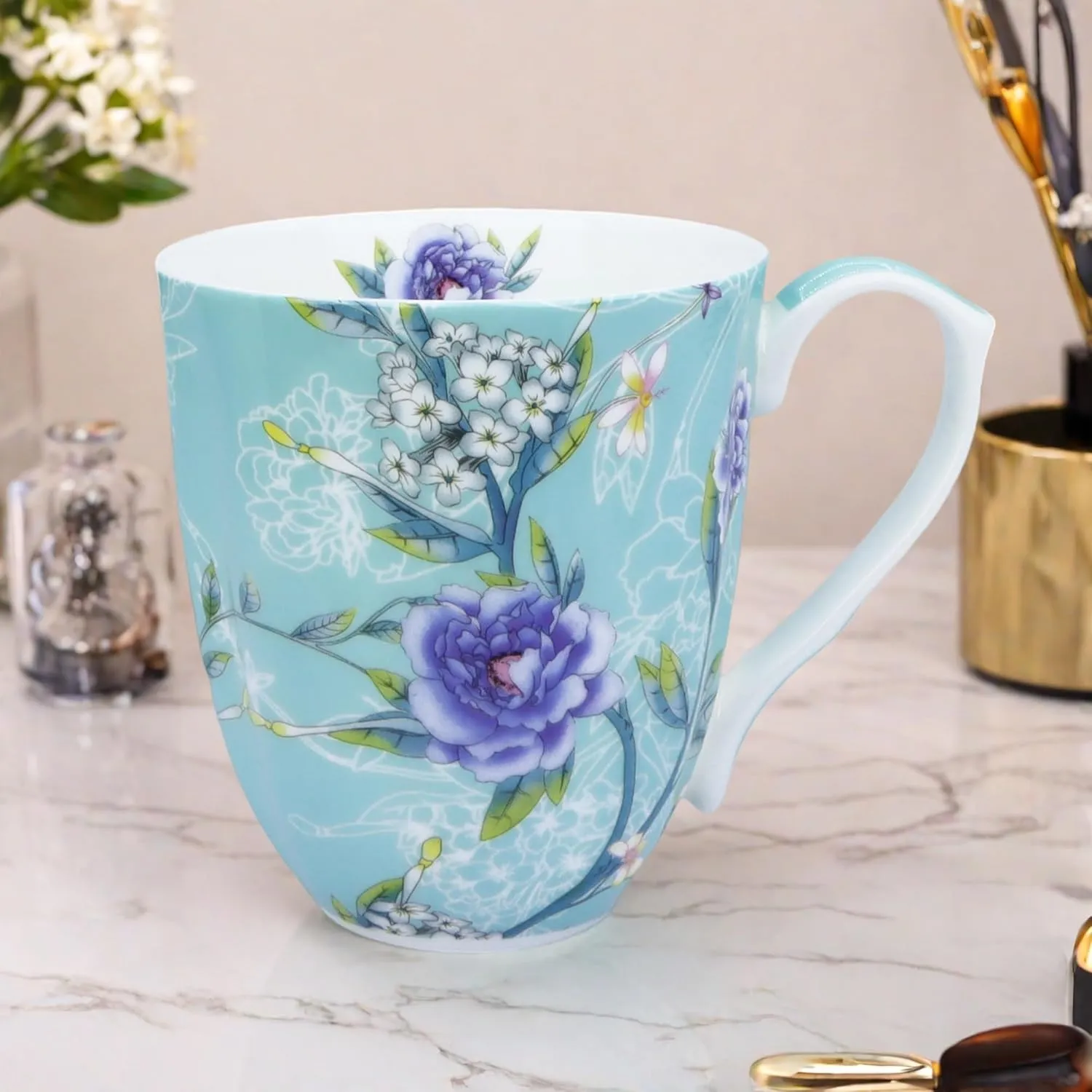 13oz Cute Coffee Mug for Women Bone China Coffee Mug Cute Mugs Christmas Mugs birthday Gifts for Mom Friends
