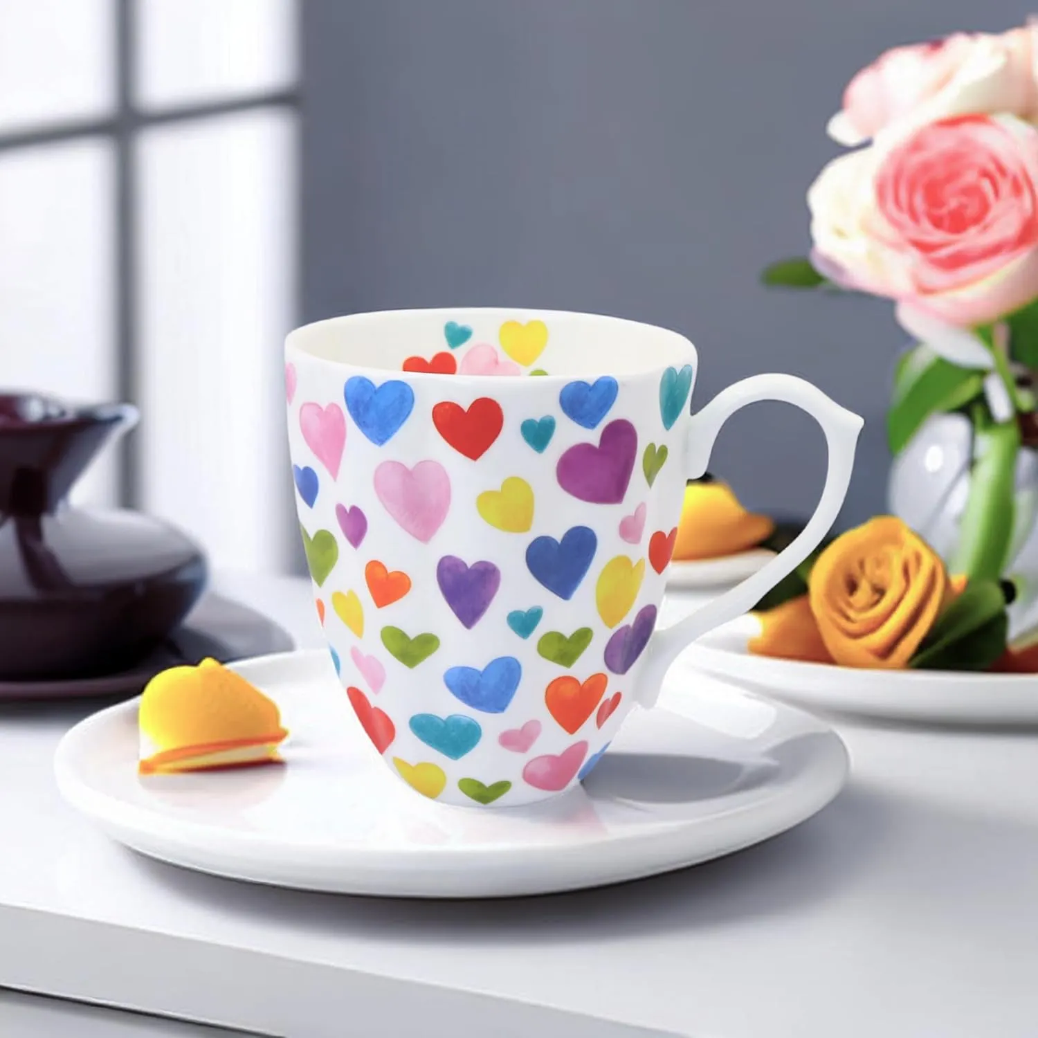 13oz Cute Coffee Mug for Women Bone China Coffee Mug Cute Mugs Christmas Mugs birthday Gifts for Mom Friends