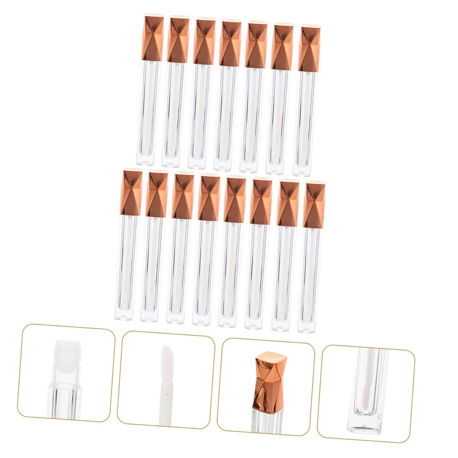 15pcs Tube Lip Gloss Empty Bottles Diy Lip Glaze Containers Brush for Women