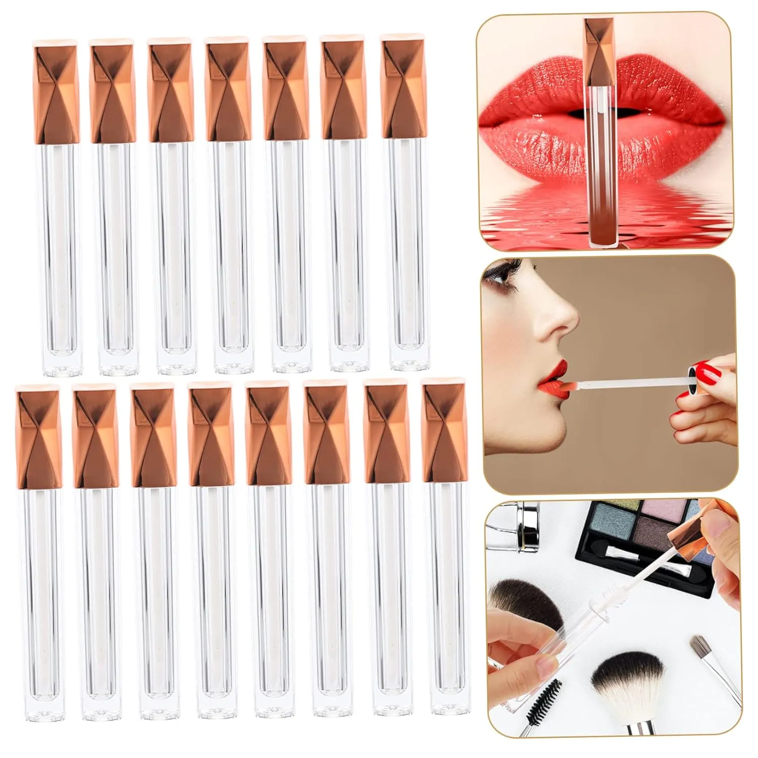 15pcs Tube Lip Gloss Empty Bottles Diy Lip Glaze Containers Brush for Women
