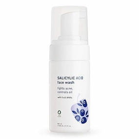1% Encapsulated Salicylic Acid Foaming Face Wash with Glycolic Acid, Fruit AHA's & Blueberry Extracts | Fights Acne, Blackheads & Breakouts | For Men & Women | Sulphate-Free | 100% Vegan | 110 ml