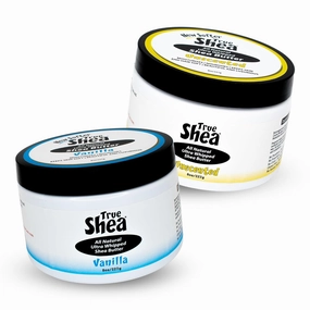 1 Vanilla (8 oz)   1 Unscented (8 oz) Whipped Shea Butter Moisturizing Beauty Bundle, Nourishing Shea Butter with Sunflower Oil & Coconut Oil for Skin & Hair