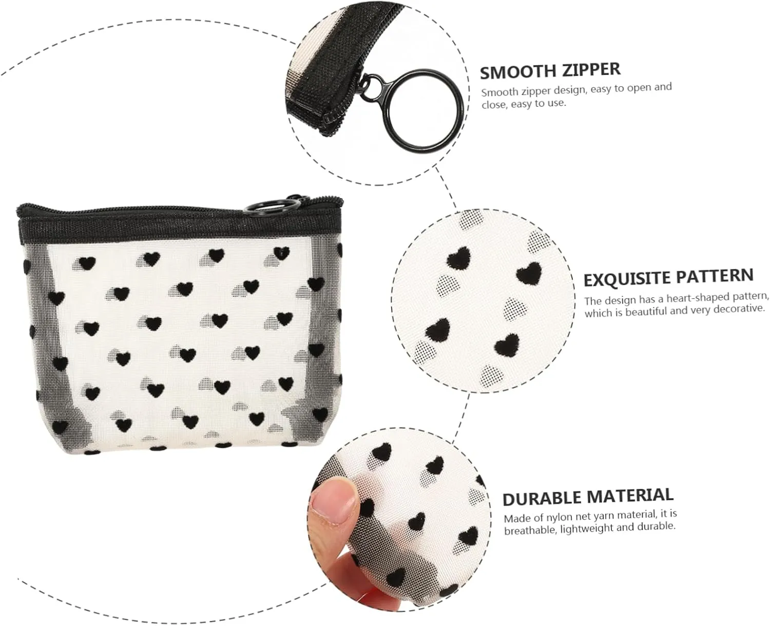 2 Sets Mesh Cosmetic Bag Toiletry Bag for Travel Clear Organizer Bags Mesh Pencil Bag Travel, Beigex2pcs, 12X8.5X3CMx2pcs