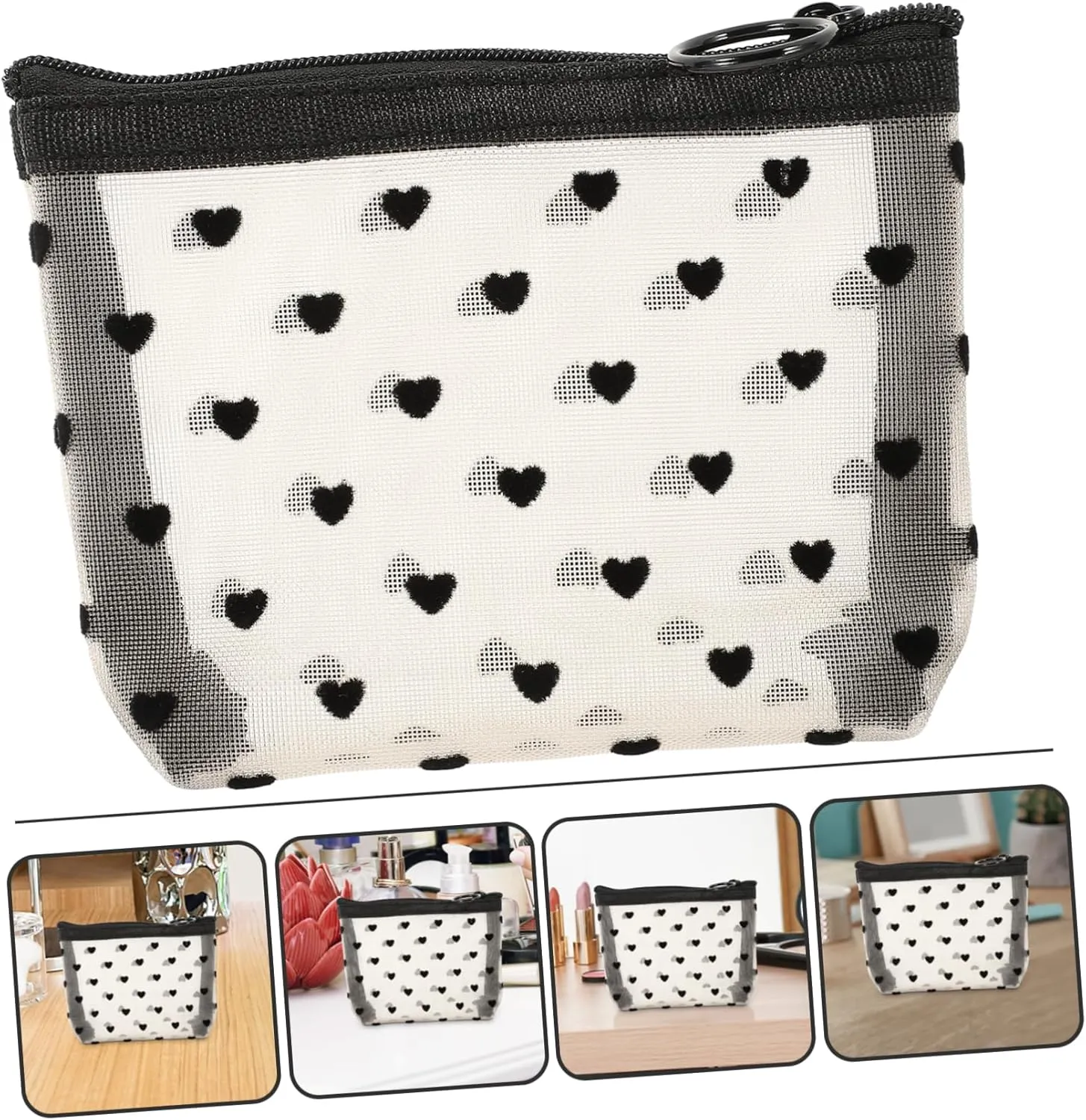 2 Sets Mesh Cosmetic Bag Toiletry Bag for Travel Clear Organizer Bags Mesh Pencil Bag Travel, Beigex2pcs, 12X8.5X3CMx2pcs