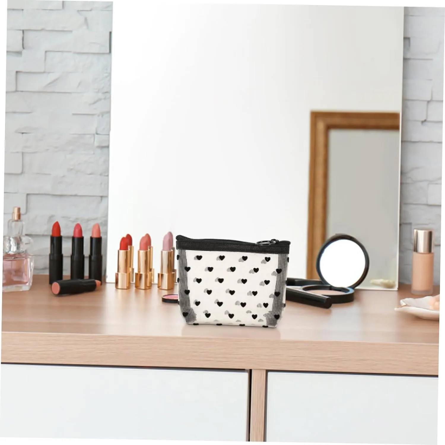 2 Sets Mesh Cosmetic Bag Toiletry Bag for Travel Clear Organizer Bags Mesh Pencil Bag Travel, Beigex2pcs, 12X8.5X3CMx2pcs
