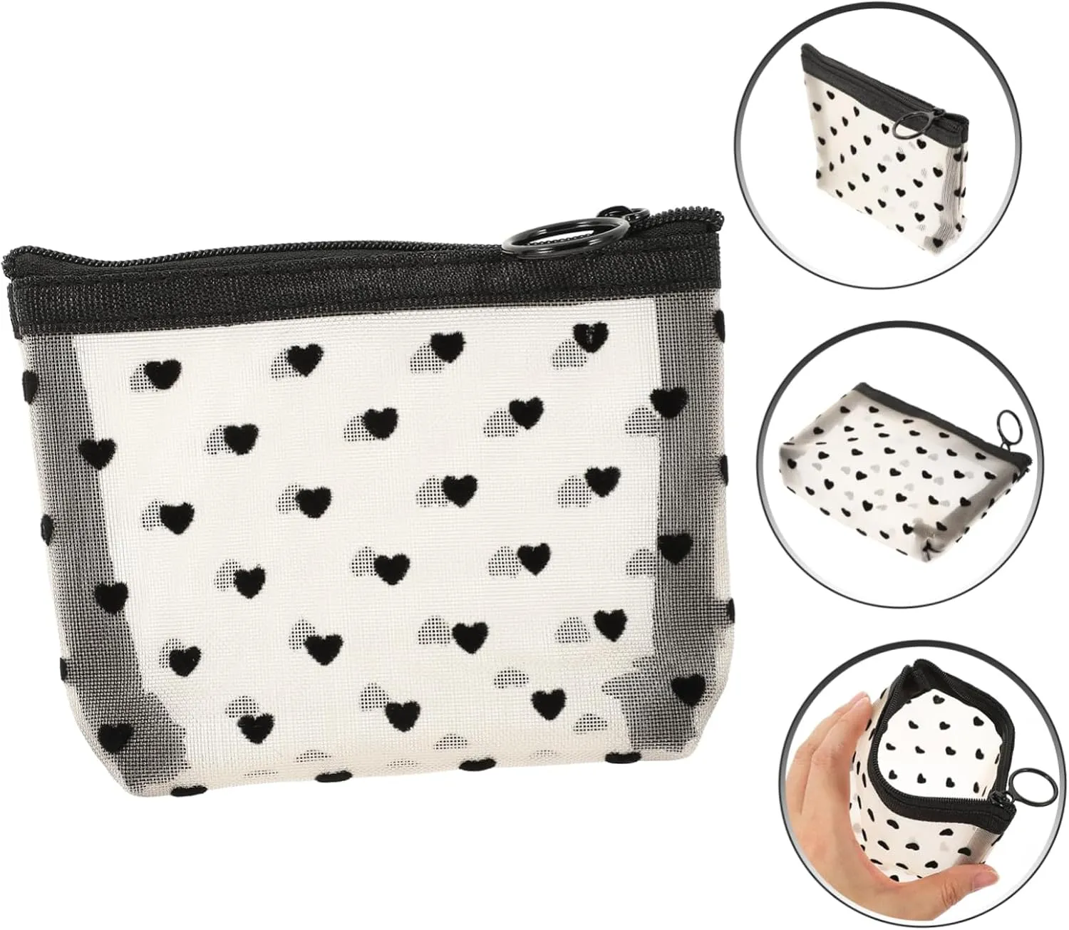 2 Sets Mesh Cosmetic Bag Toiletry Bag for Travel Clear Organizer Bags Mesh Pencil Bag Travel, Beigex2pcs, 12X8.5X3CMx2pcs