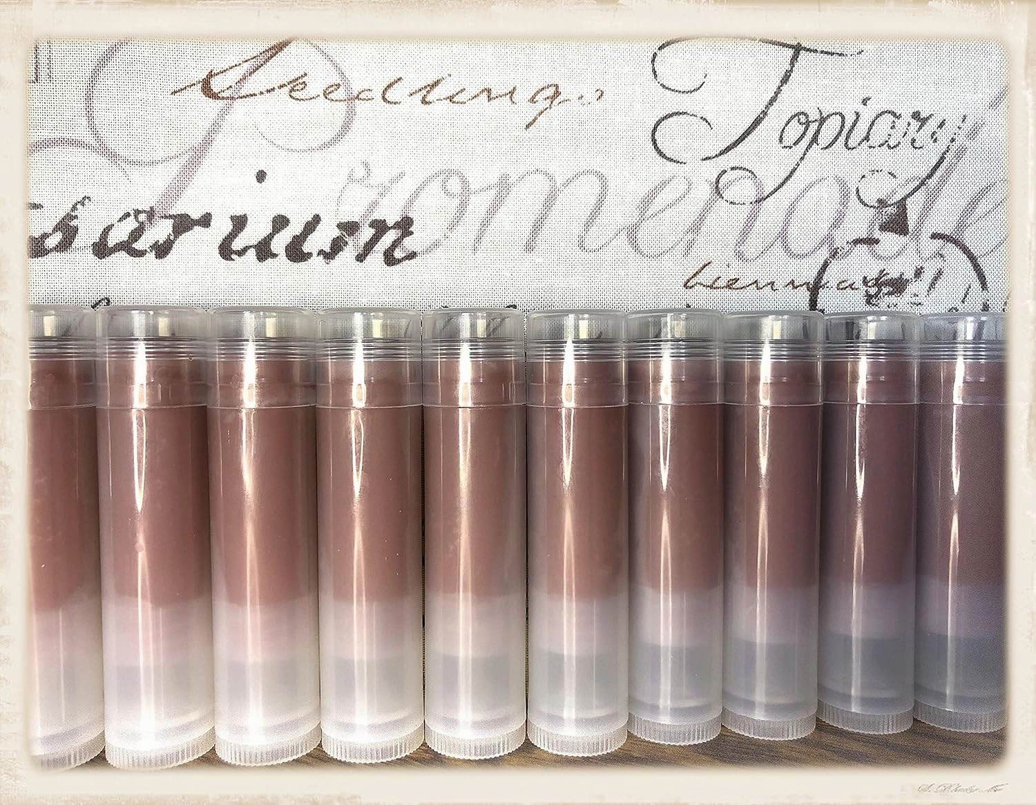 20 CHOCOLATE Flavored Brown Tinted Sweetened Lip Balms in Clear Tubes - Handmade - Wholesale Bulk Made in the USA
