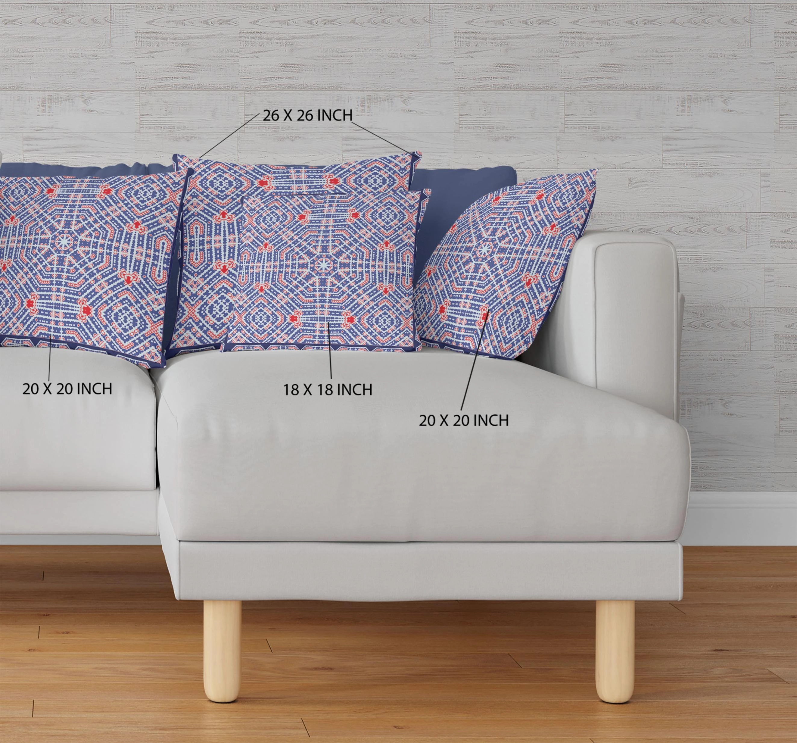 28” Blue Red Geostar Indoor Outdoor Throw Pillow