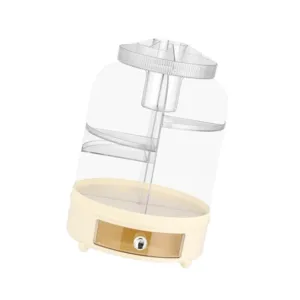 360 Degree Rotating Makeup Holder Cosmetics Display Case Multi Functional Clear Make up Brushes Container for Desktop Vanity, Beige