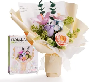 3D Puzzle for Adults, 3D Puzzle Flowers, DIY 3D Flowers Model Kit, Building Set for Kids, Artificial Flowers, Home Decoration (Spring Time Bouquet AF01J)
