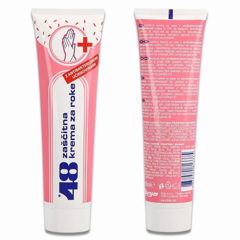48 Protective Hand Cream - Deep Hydration - Non-Sticky Working Hands Cream - Long-Lasting Protection (ANTIBACTERIAL HAND CREAM 100 ML, 3 PCS)