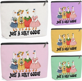 5 Pack Funny Cute Animal Goose Decor Lovers Gift Goose Gifts Makeup Bag, Travel Cosmetic Bags for Women,Sister Doctor Coworker Leader Mom Grandma Toiletry Bag Girls Trip Birthday Christmas Thank You