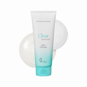 9 wishes Dermatic Clear Foam Cleanser 5.07 fl.oz - Acne Facial Wash with LHA & 20% Pear Flower Extract & Madecassoside | Low Alkaline, Gentle Exfoliating, Sensitive Skin Soothing, Korean Skincare