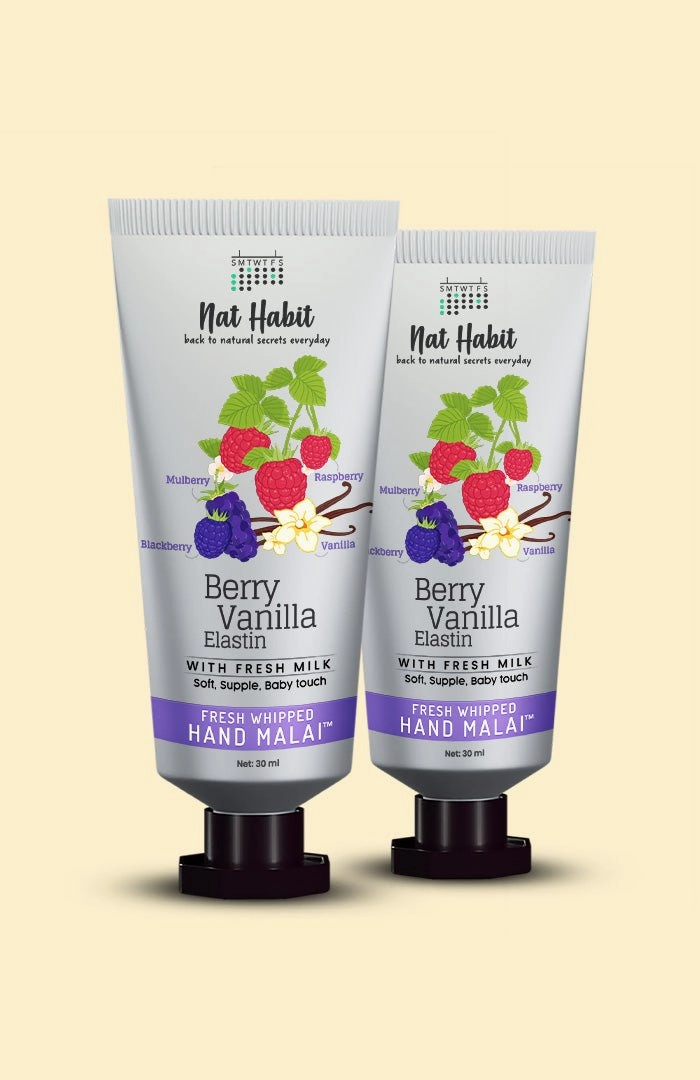 <strong>Berry Vanilla Elastin Hand Malai</strong> <br><i>For Soft, Supple, Baby Touch</i>