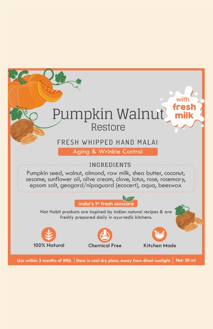 <strong>Pumpkin Walnut Hand Malai</strong> <br><i>Aging & Wrinkle Control</i>