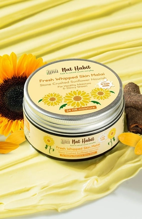 <strong>Stone Crushed Sunflower Body Malai</strong> <br><i>for all skin types | 24 HR moisture</i>