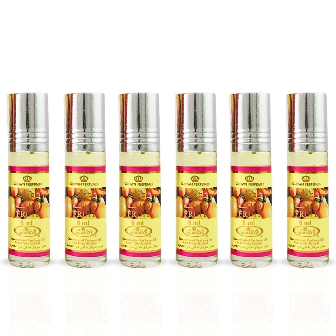 Al-Rehab Fruit - Arabian Perfume Oils For Women 6ML (0.2 OZ) (BOX OF 6) - Long Lasting Concentrated Perfume Oil - Captivating Women's Fragrance With A Creamy, Sweet Blend Of Tropical Fruits