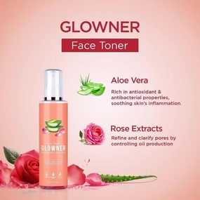 AMC Organic Glowner Face Toner, Alcohol Free, Rose Water 200ml Pore Minimizing Tightening Natural Toner Spray for Glowing Skin - All Skin Types