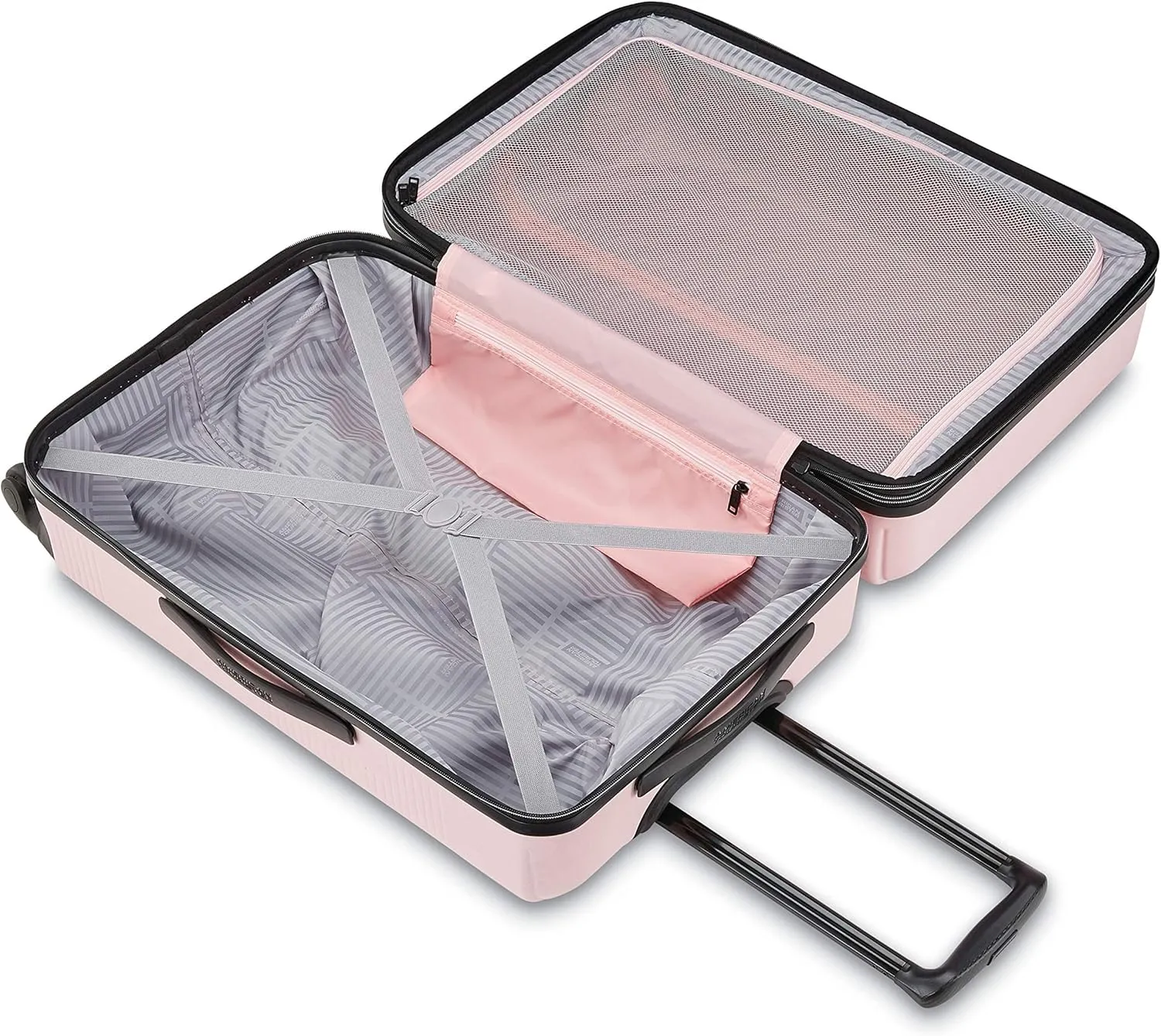 American Tourister Stratum XLT Expandable Hardside Luggage with Spinner Wheels, Pink Blush, Checked-Large 28-Inch