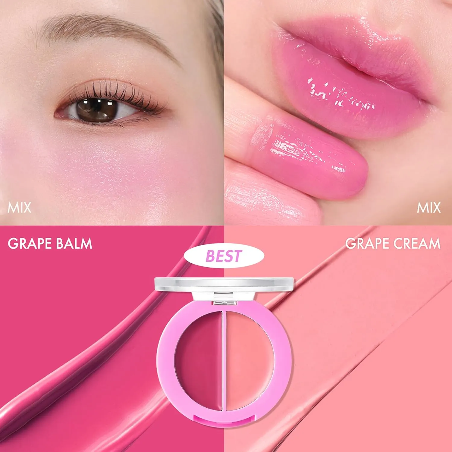Amuse SEOUL Lips and Cheeks Healthy Balm 04 GRAPE BALM | Moisturizing, Glossy, Creamy Texture, Lightweight, Dewy Finish, Natural-looking Color, K Beauty Makeup, Vegan (1.5g / 0.05 oz)