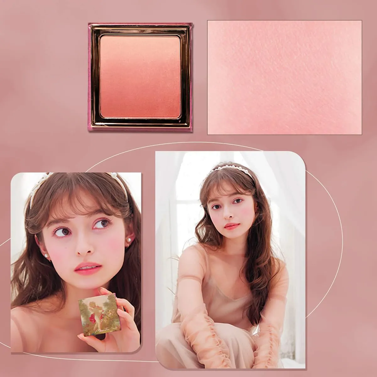Angel Gradation Blushes 5g Long Wear Shimmer Millefee Powder Palette for Beauty Cheek (03 Love the Sentinel)