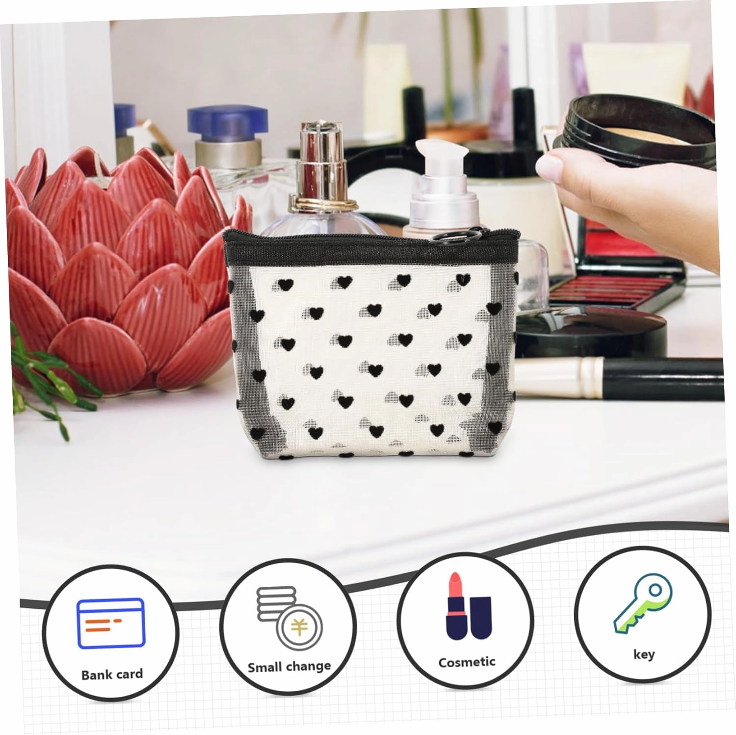 Angoily 2 Sets Accessory Portable Cosmetic Multi-Function Makeup Convenient Travel Supply of Outdoor Bags, Beigex4pcs, 12X8.5X3CMx4pcs