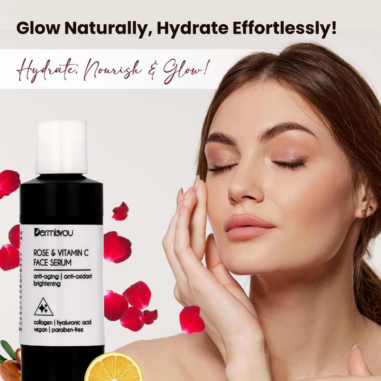Anti-wrinkle Face Serum with Rose Water & Vitamin C | Postpones Fine Lines & Wrinkles | Moisturizes & Nourishes Keeping Skin Youthful & Plump | Vegan, Paraben Free, Alcohol-Free | 1.33 oz