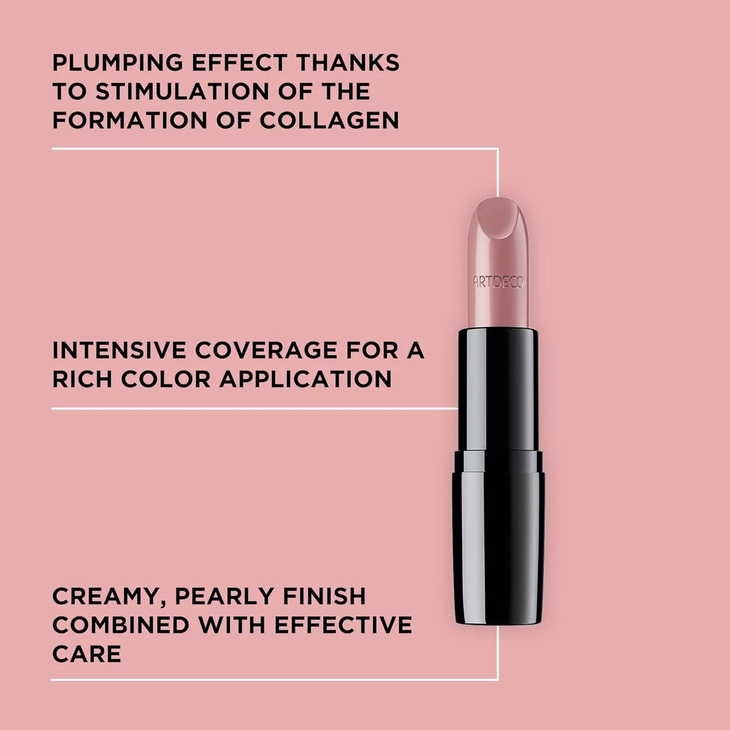 ARTDECO Perfect Color Lipstick - Fading Rose - Glide-On Lipstick with Rich Color & Plumping Effect - Creamy, Pearly Finish - Hyaluronic Acid - Long Lasting - Lip Plumper - Lip Care - Makeup - 0.14 Oz