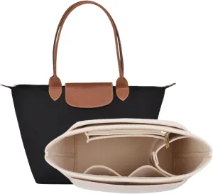 Bag Insert Organizer, purse accessories, Suitable For Longchamp long handle tote organizer (Beige, M（long handle）)