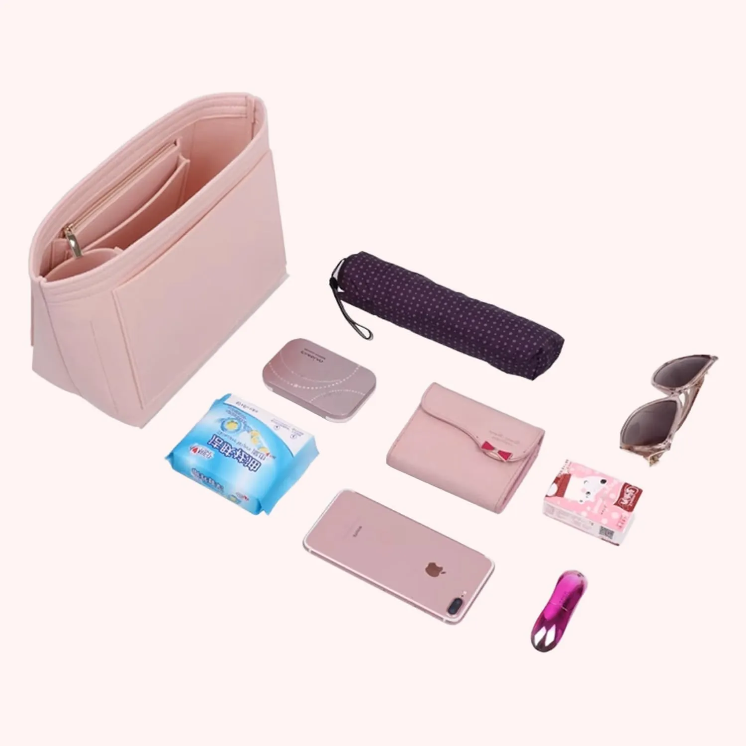 Bag Insert Organizer, purse accessories, Suitable For Longchamp long handle tote organizer (Beige, M（long handle）)