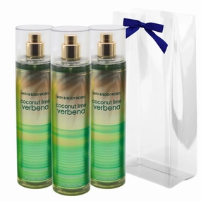 Bath & Body Works COCONUT LIME VERBENA Fine Fragrance Mist 8 fl oz Gift Set with a Blue Bow for Holidays 8 fl oz – Pack of 3