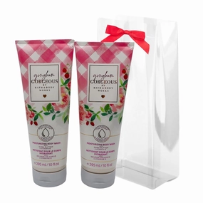 Bath & Body Works GINGHAM GORGEOUS Moisturizing Body Wash 2-piece Gift Set with a Red Bow for Holiday - 10 fl oz each