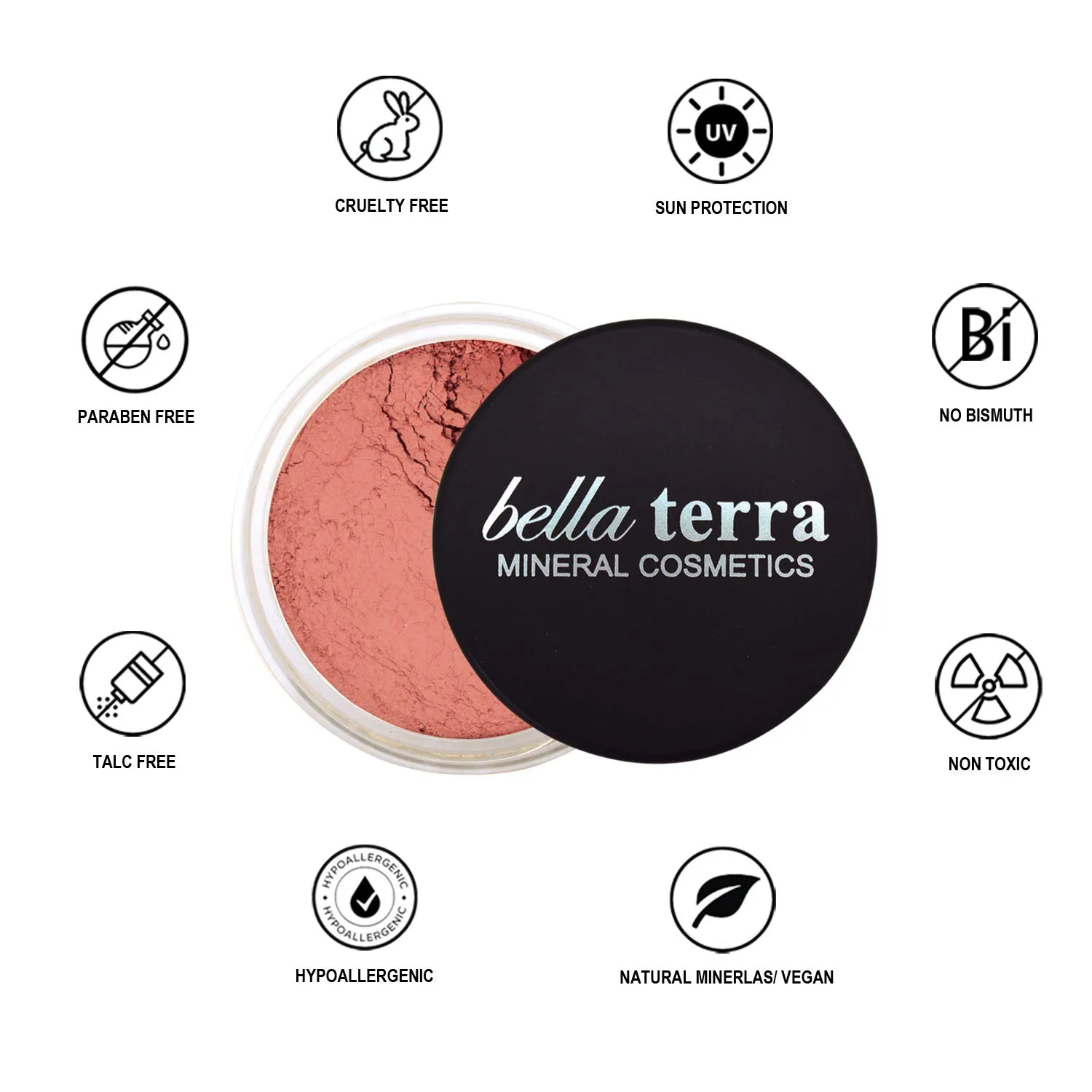 Bellaterra Cosmetics Mineral Loose Blush - Contouring, Long Lasting, Illuminating in 5 Shades for All Skin Types. (Unadulterated Life, 9g)