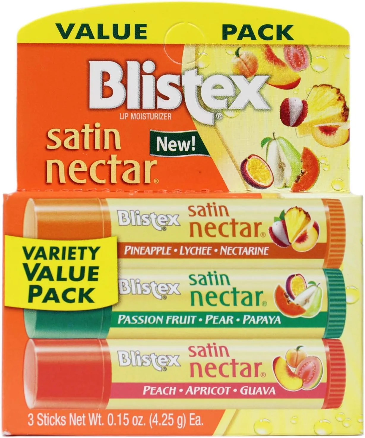 Blistex Satin Nectar Lip Moisturizer Variety Value Pack 0.15 Ounce Each (6 Pack)