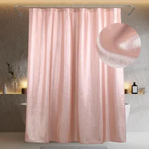 Blush Pink Glitter Shower Curtain: Luxury Elegant Pretty Metallic Shimmery Fabric Curtains for Coquette Girls Bathroom Décor - Fancy Glam Cute Girly Bathroom Accessories & Gift Set for Women - 72x72