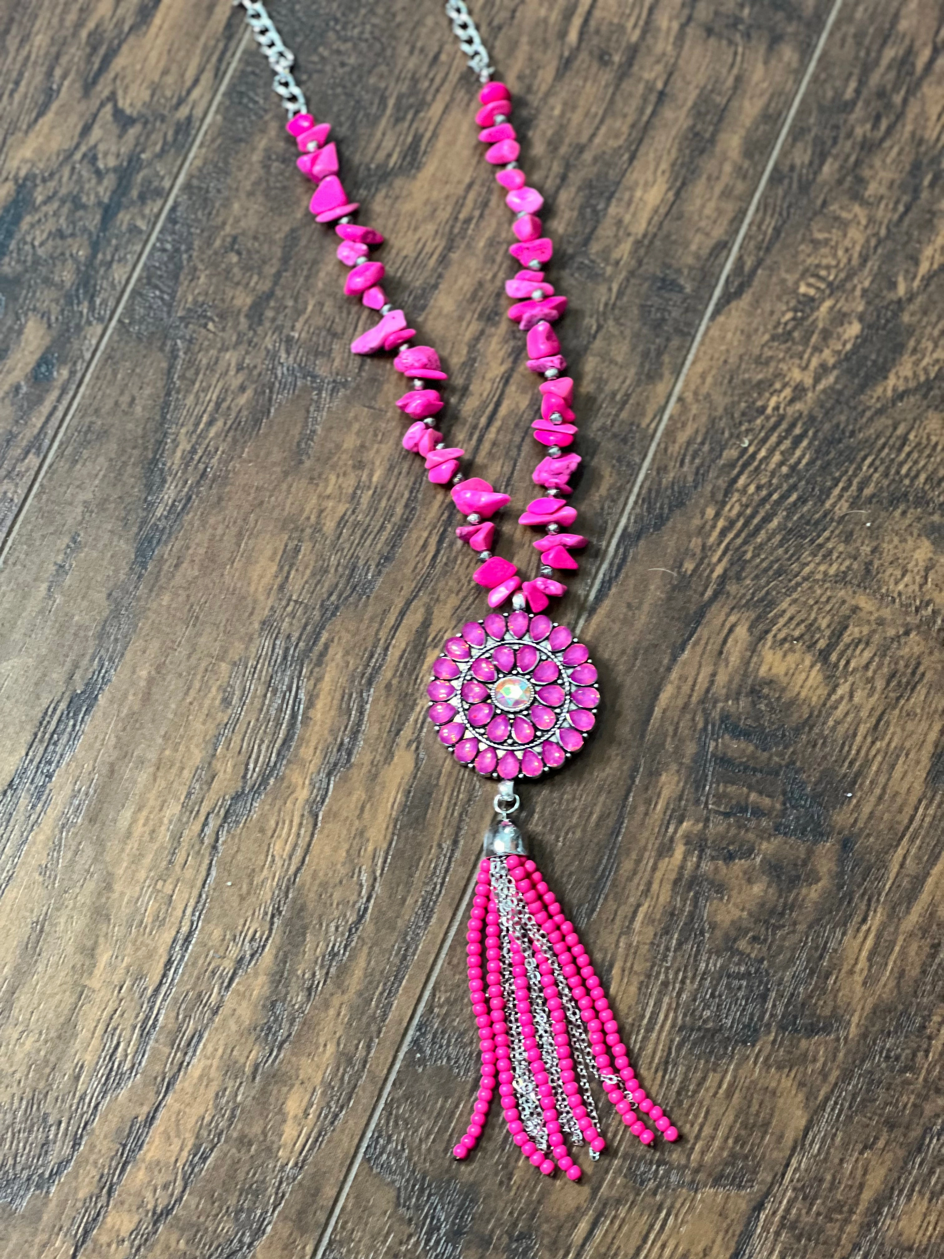 Blush & Sparkle Tassel Necklace