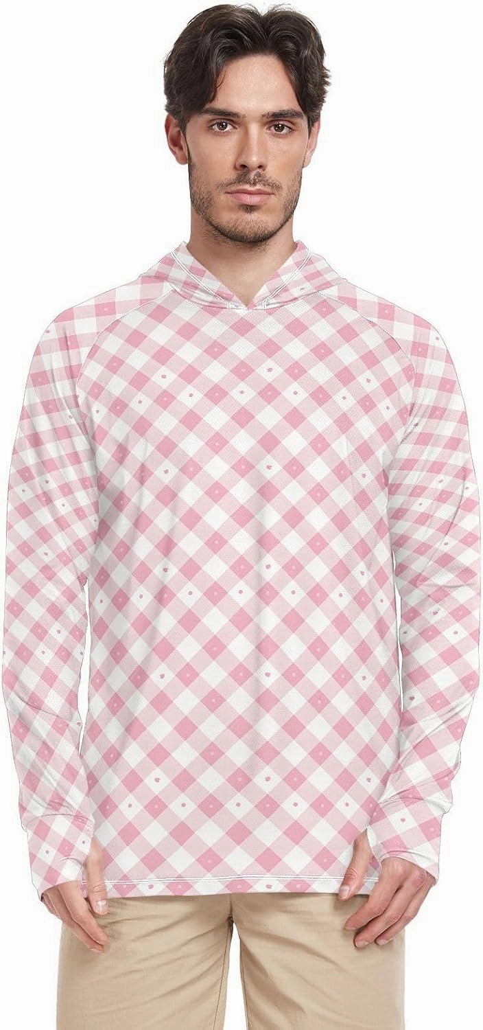 Blush Pink_3 Sun Protection Hoodies Long Sleeve UPF 50 Mens Sun Shirt Cooling Hoodies Rash Guard Men UV