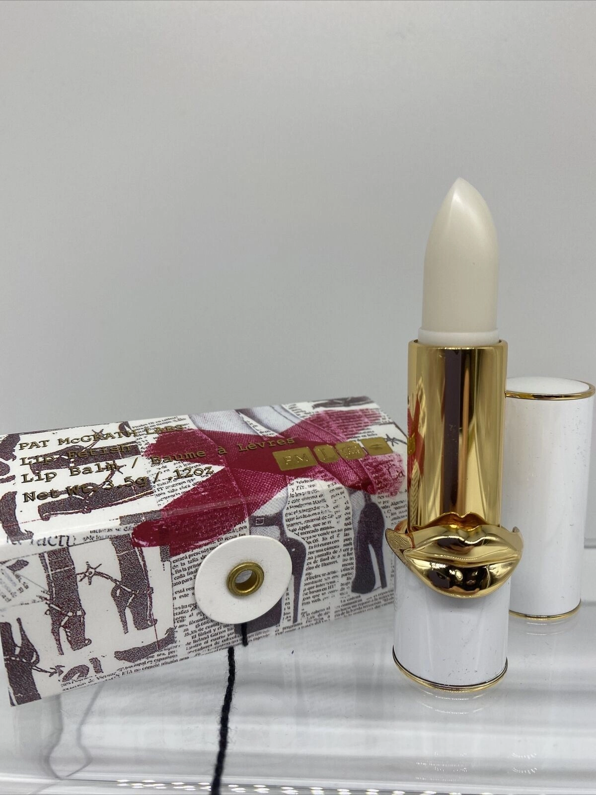 BNIB Pat McGrath Labs Lip Fetish Lip Balm CLEAR / UNTINTED full size WHITE PACK