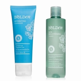 BOLDEN Hydrating Cleanser & Brightening Toner Bundle – Moisturizing Face Wash and Glycolic Acid Toner with Niacinamide for Sensitive Skin, Dark Spots, Oil & Shine Control