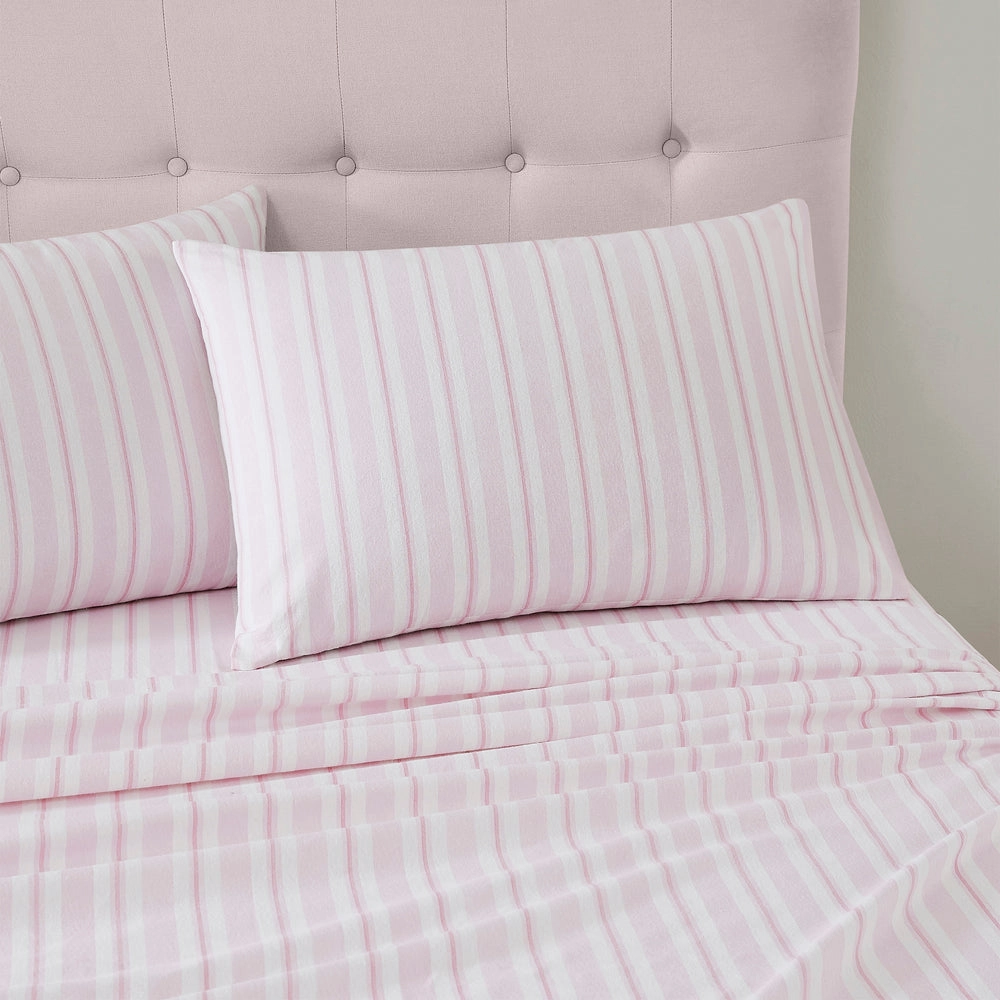 Brampton Blush Pink Flannelette Sheet Set | King Bed