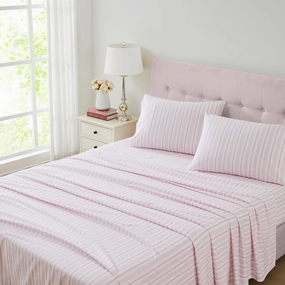 Brampton Blush Pink Flannelette Sheet Set | King Bed
