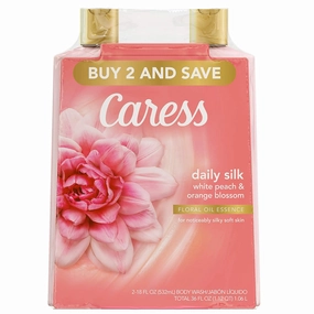 Caress Hydrating Body Wash For Soft, Silky Skin Daily Silk Body Soap With Silk Extract and Floral Oil Essence 18 oz 2 Pack