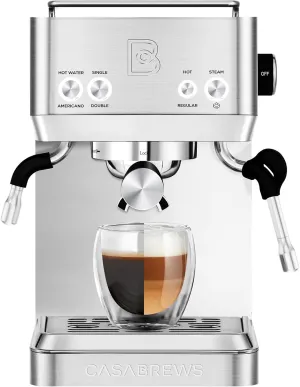 CASABREWS Espresso Machines with Milk Frother, 20 Bar Espresso Maker with Hot Water Wand for Americano, Latte, Cappuccino, Espresso Coffee Machine with Adjustable Temperature, Gifts for Coffee Lovers