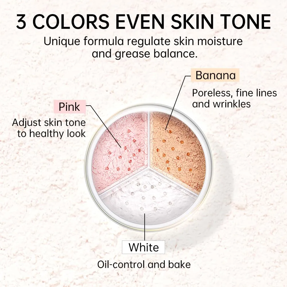 CATKIN Loose Setting Powder - Translucent Shimmer Finishing Powder, 3 Colors Even Skin Tone, Oil Control Makeup Pore Minimizing Powder with Velour Puff (0.42oz, C01 Shimmer for Oily Skin)