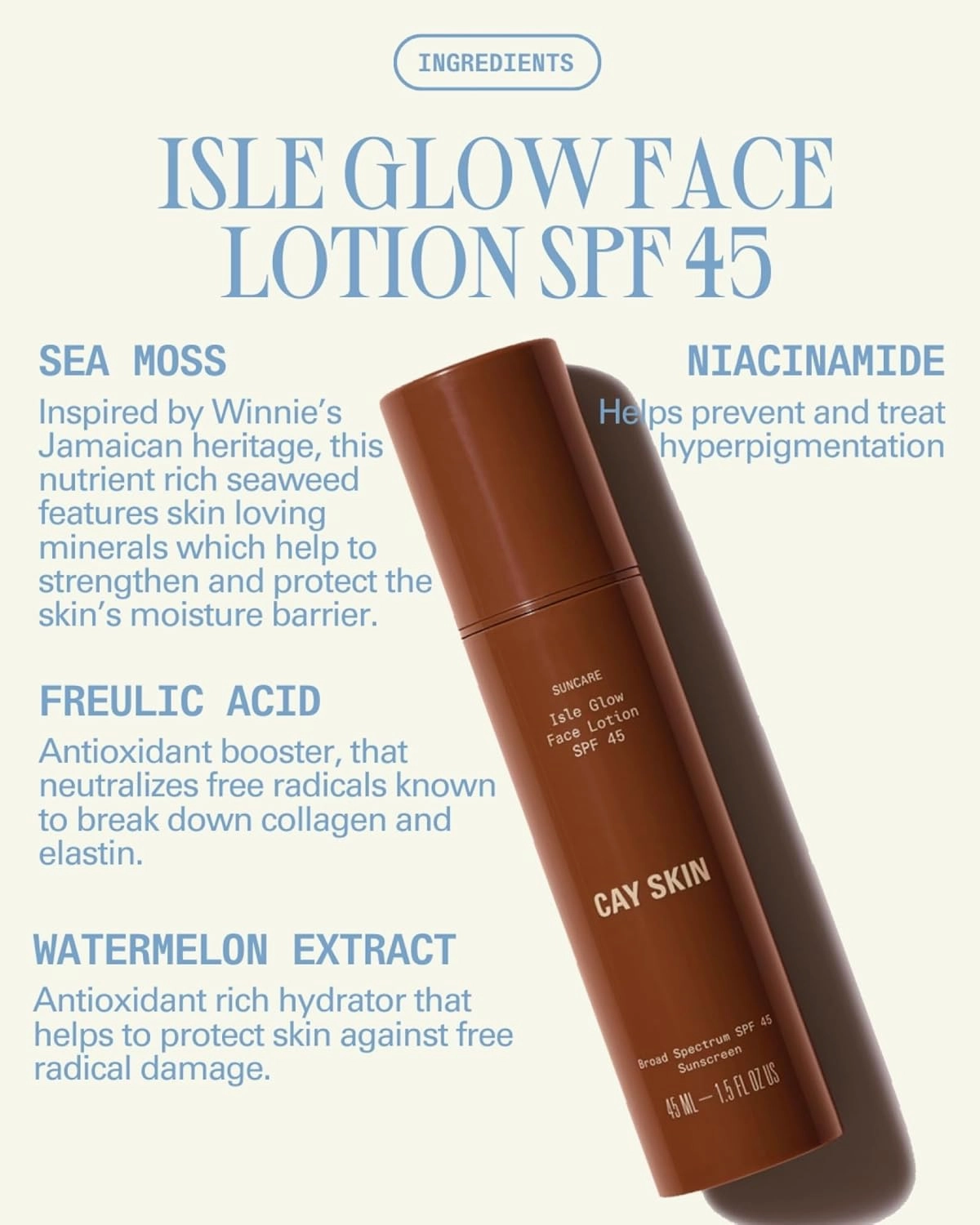 Cay Skin Isle Glow Face Moisturizer SPF 45 – Illuminating Moisturizer, Broad Spectrum Sunscreen   Makeup Primer – Lightweight, Pearlescent Formula with Radiant Finish for All Skin Types – 1.5 oz.
