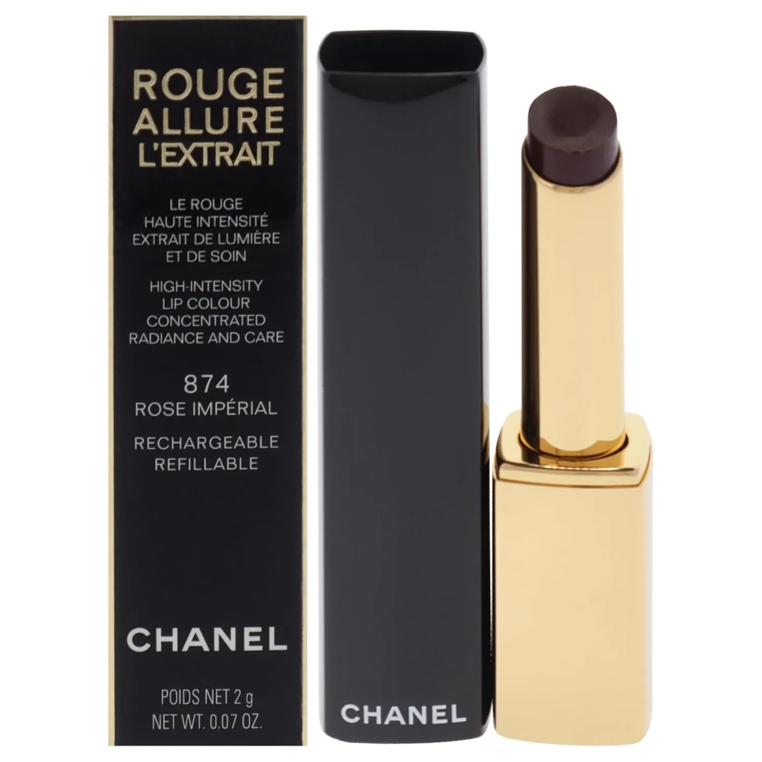 Chanel Rouge Allure Lextrait Lipstick - 874 Rose Imperial for Women - 0.07 oz Lipstick (Refillable)