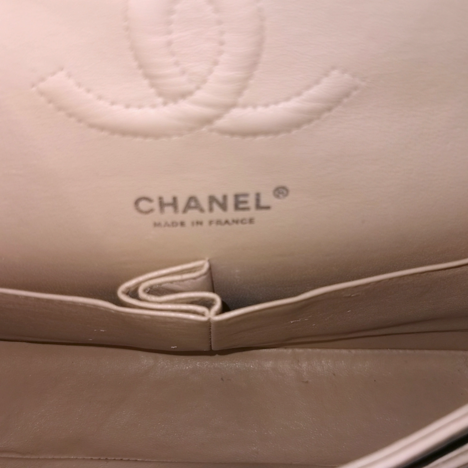 Chanel Classic Double Flap Medium Beige Caviar Silver